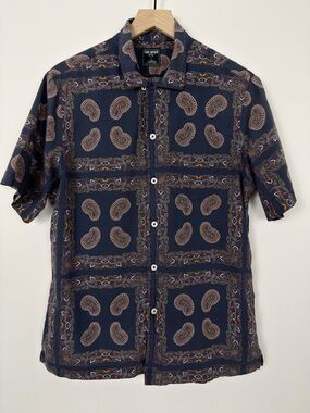 Todd Snyder x Albini Paisley Shirt Size L Short Sleeve Cotton